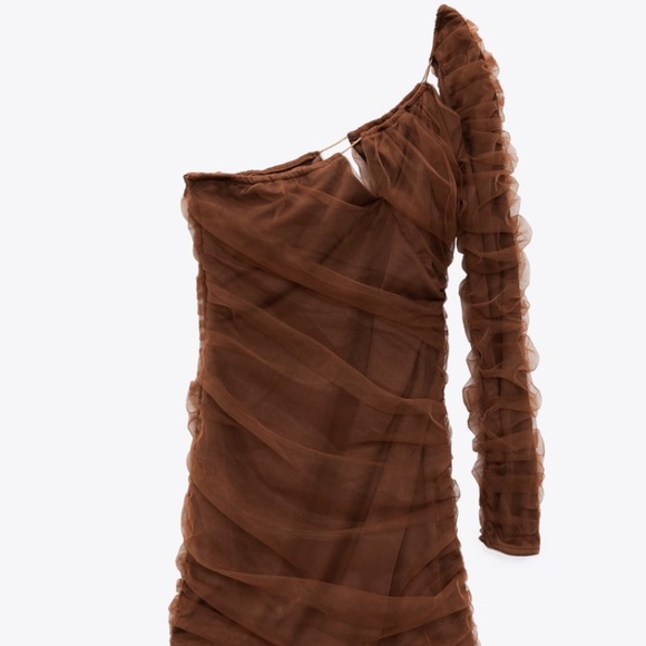 NWT Zara Asymmetrical Tulle Cutout Party Cocktail Dress - Picture 11 of 15